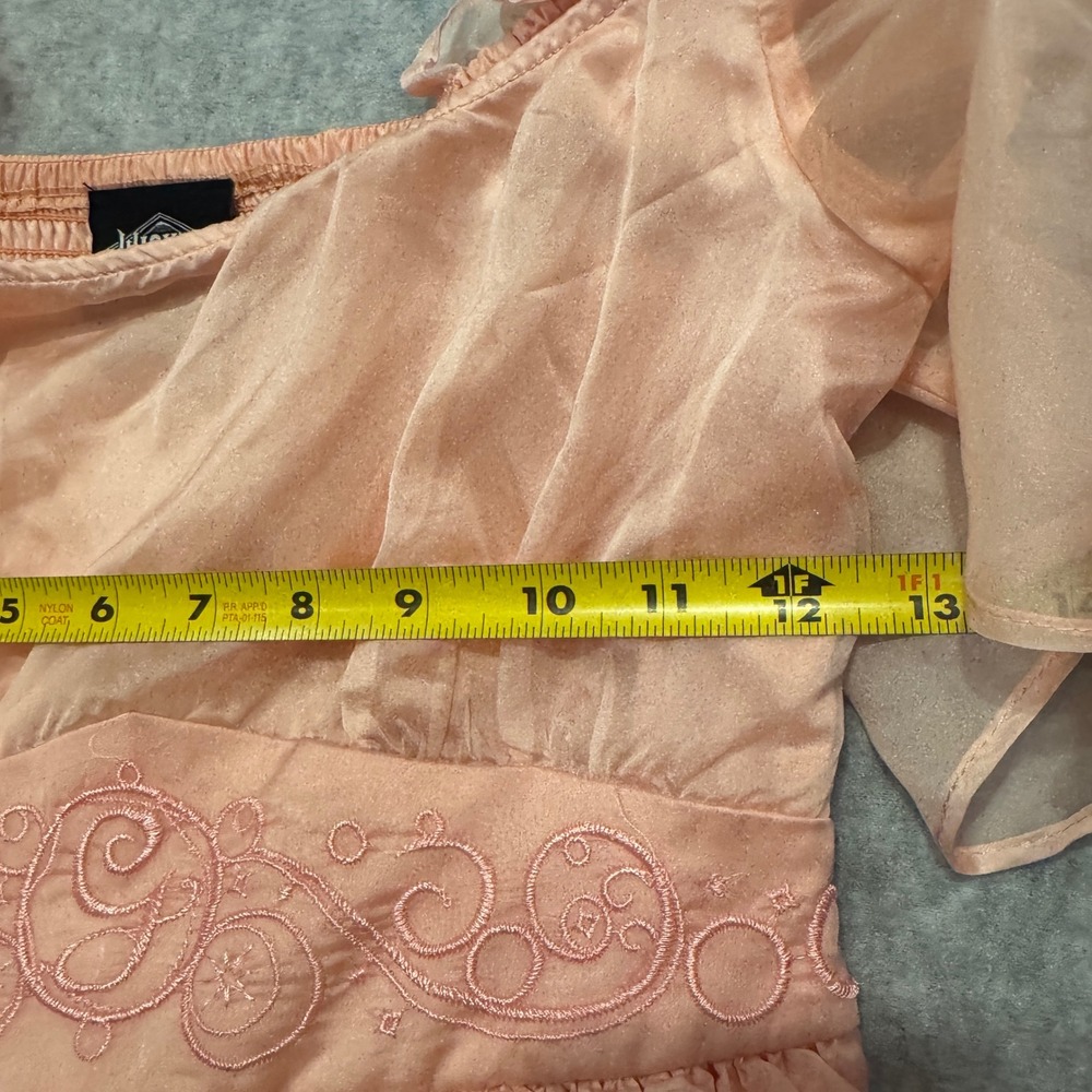 Wicked Glinda Peach Pink Embroidered Dress Adult SM Cosplay Halloween Costume - Picture 6 of 12